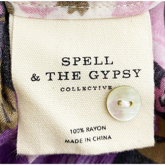 Spell & The Gypsy Collective Women's Desert Daisy Maxi Tiered Dress Lilac Floral - Picture 11 of 12